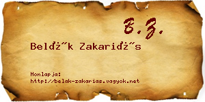 Belák Zakariás névjegykártya